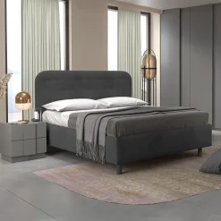 Garnero Arredamenti Letto contenitore matrimoniale 160x195cm imbottito tessuto antracite DreamLift Tessuto Woven Antracite Clearance