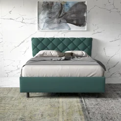 Garnero Arredamenti Letto contenitore matrimoniale 160x195 imbottito tessuto petrolio ZenZone Tessuto Lycra Petrolio Best