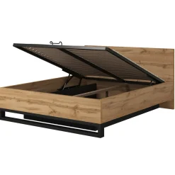 Garnero Arredamenti Letto contenitore matrimoniale 160x200cm rovere metallo nero Petra Outlet