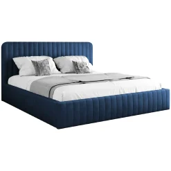 Garnero Arredamenti Letto contenitore matrimoniale oversize 180x200 imbottito velluto blu Poffi Tessuto Vellutato Lucido Blu Sale