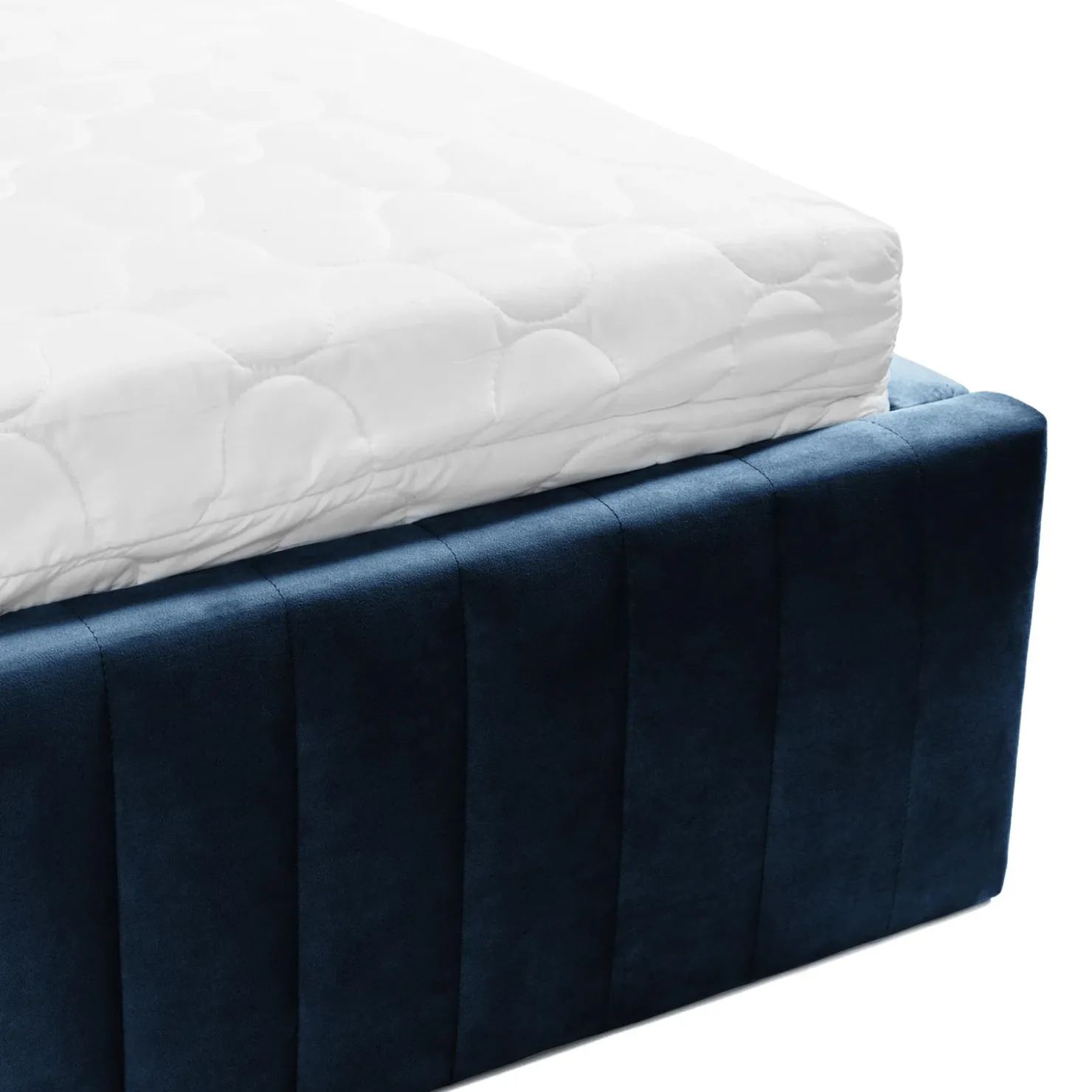Garnero Arredamenti Letto contenitore matrimoniale oversize 180x200 imbottito velluto blu Poffi Tessuto Vellutato Lucido Blu Sale