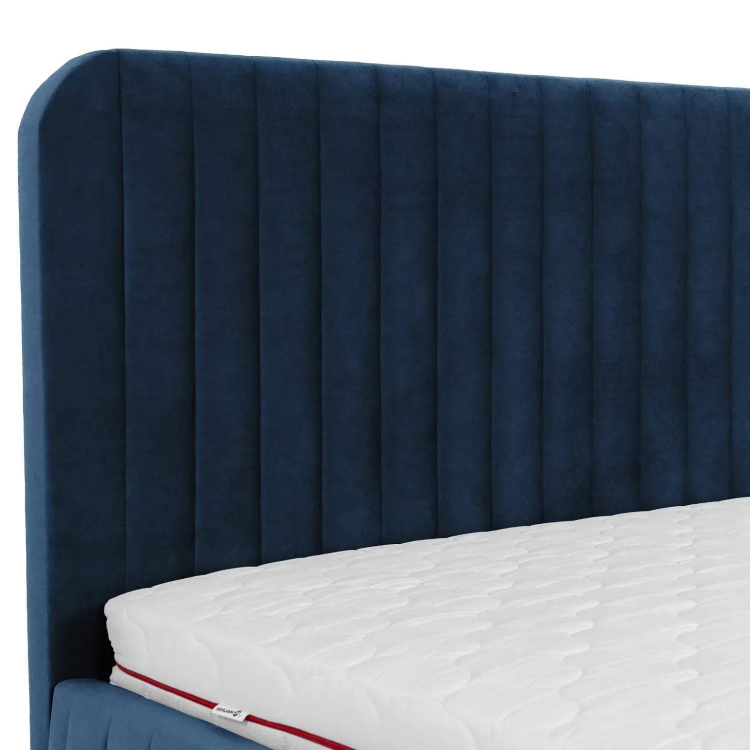 Garnero Arredamenti Letto contenitore matrimoniale oversize 180x200 imbottito velluto blu Poffi Tessuto Vellutato Lucido Blu Sale