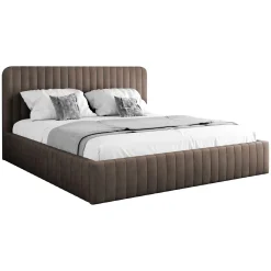 Garnero Arredamenti Letto contenitore matrimoniale oversize 180x200 imbottito velluto marrone Poffi Tessuto Vellutato Lucido Marrone Outlet