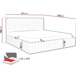 Garnero Arredamenti Letto contenitore matrimoniale 160x200 imbottito velluto marrone Poffi Tessuto Vellutato Lucido Marrone
