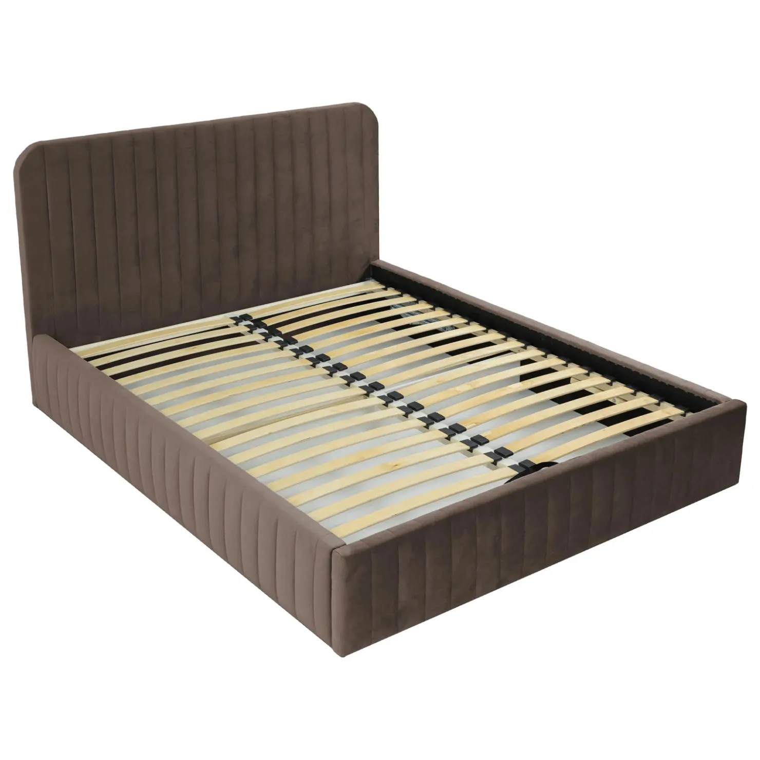 Garnero Arredamenti Letto contenitore matrimoniale 160x200 imbottito velluto marrone Poffi Tessuto Vellutato Lucido Marrone