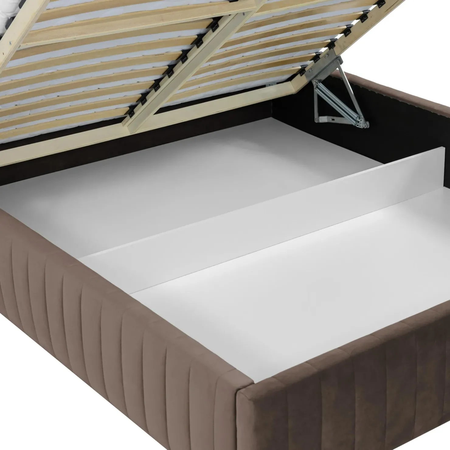 Garnero Arredamenti Letto contenitore matrimoniale 160x200 imbottito velluto marrone Poffi Tessuto Vellutato Lucido Marrone