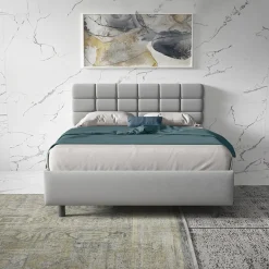 Garnero Arredamenti Letto contenitore matrimoniale 160x195 imbottito tessuto grigio Supreme Sleep Tessuto Lycra Grigio Sale