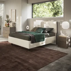 Garnero Arredamenti Letto contenitore matrimoniale 160x195cm imbottito tessuto bianco EliteDreams Tessuto Woven Bianco Clearance