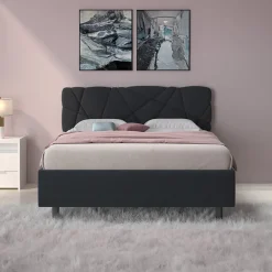 Garnero Arredamenti Letto contenitore matrimoniale 160x195 imbottito tessuto antracite LuxeSleep Tessuto Lycra Antracite Best