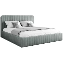 Garnero Arredamenti Letto contenitore matrimoniale 160x200 imbottito velluto grigio Poffi Tessuto Vellutato Lucido Grigio Best