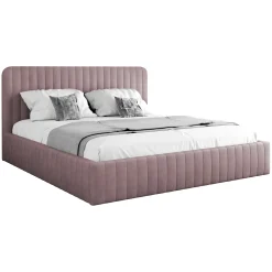 Garnero Arredamenti Letto contenitore matrimoniale oversize 180x200 imbottito velluto rosa Poffi Tessuto Vellutato Lucido Rosa Outlet