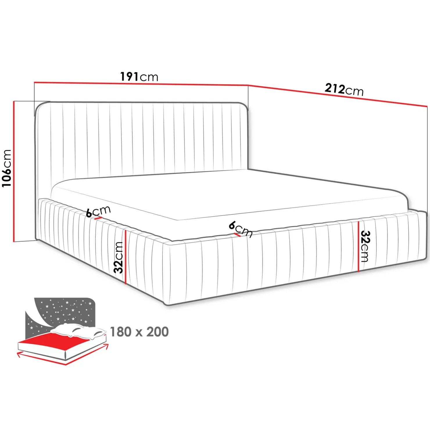 Garnero Arredamenti Letto contenitore matrimoniale oversize 180x200 imbottito velluto rosa Poffi Tessuto Vellutato Lucido Rosa Outlet