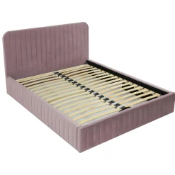 Garnero Arredamenti Letto contenitore matrimoniale oversize 180x200 imbottito velluto rosa Poffi Tessuto Vellutato Lucido Rosa Outlet