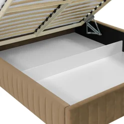 Garnero Arredamenti Letto contenitore matrimoniale oversize 180x200 imbottito velluto tortora Poffi Tessuto Vellutato Lucido Tortora Hot