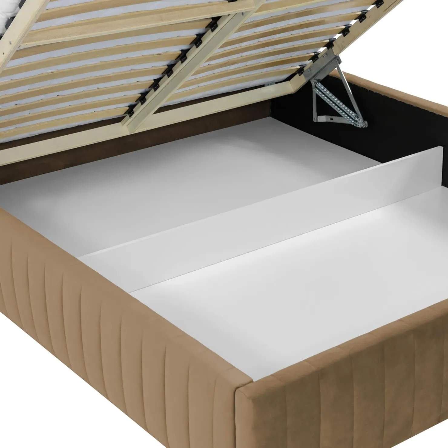 Garnero Arredamenti Letto contenitore matrimoniale oversize 180x200 imbottito velluto tortora Poffi Tessuto Vellutato Lucido Tortora Hot