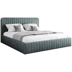 Garnero Arredamenti Letto contenitore matrimoniale oversize 180x200 imbottito velluto grigio scuro Poffi Tessuto Vellutato Lucido Grigio Scuro Outlet