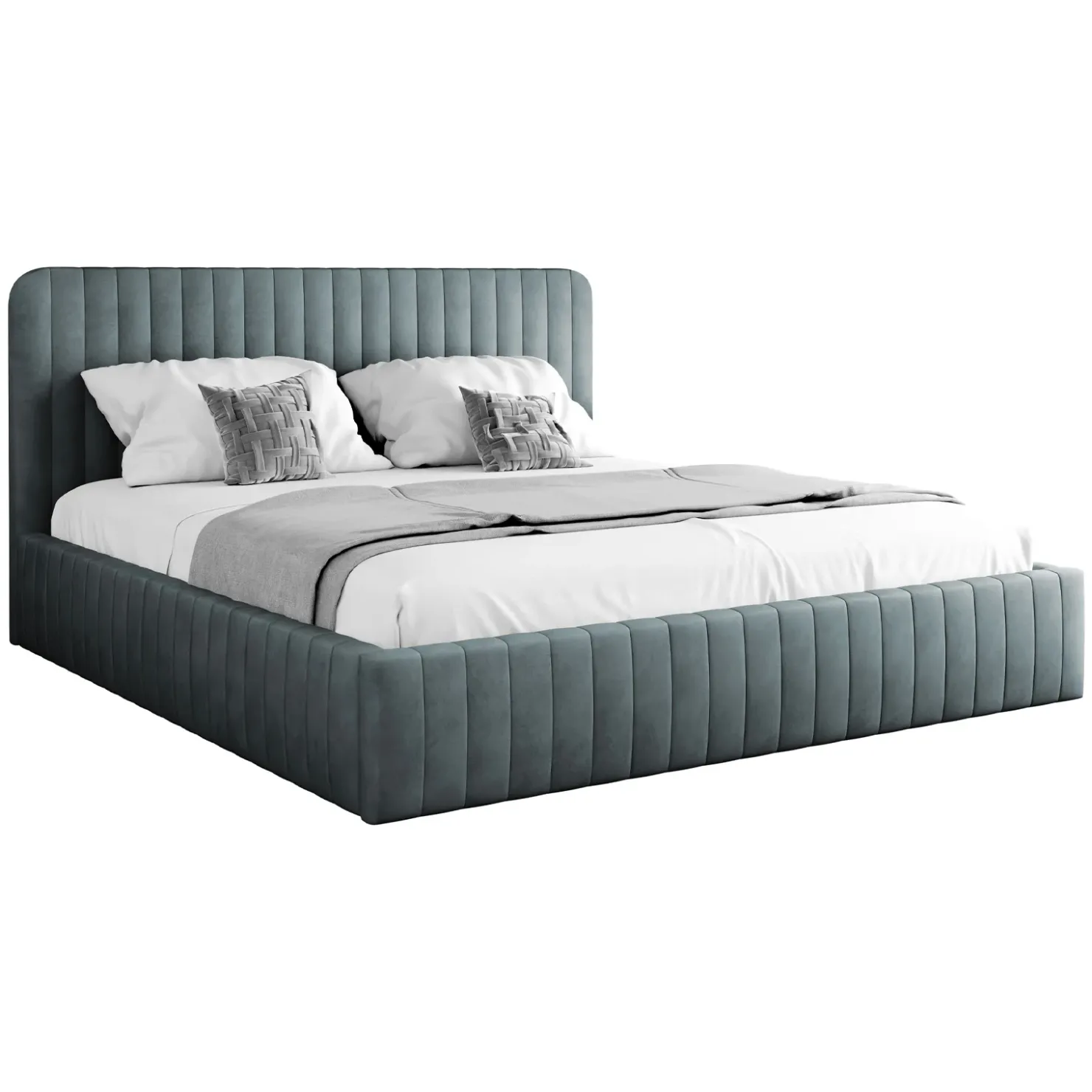 Garnero Arredamenti Letto contenitore matrimoniale oversize 180x200 imbottito velluto grigio scuro Poffi Tessuto Vellutato Lucido Grigio Scuro Outlet