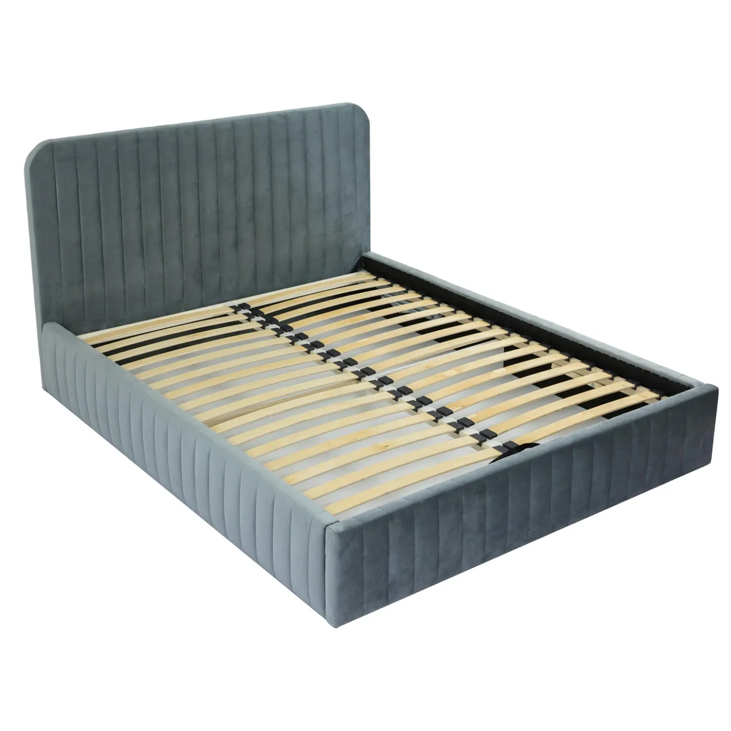 Garnero Arredamenti Letto contenitore matrimoniale oversize 180x200 imbottito velluto grigio scuro Poffi Tessuto Vellutato Lucido Grigio Scuro Outlet