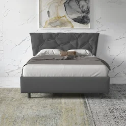 Garnero Arredamenti Letto contenitore matrimoniale 160x195 imbottito tessuto antracite DreamSpace Tessuto Woven Antracite Online