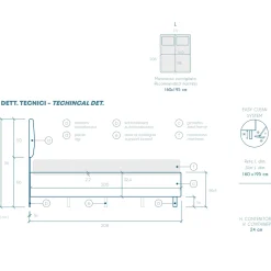 Garnero Arredamenti Letto contenitore matrimoniale 160x195 imbottito tessuto antracite DreamSpace Tessuto Woven Antracite Online