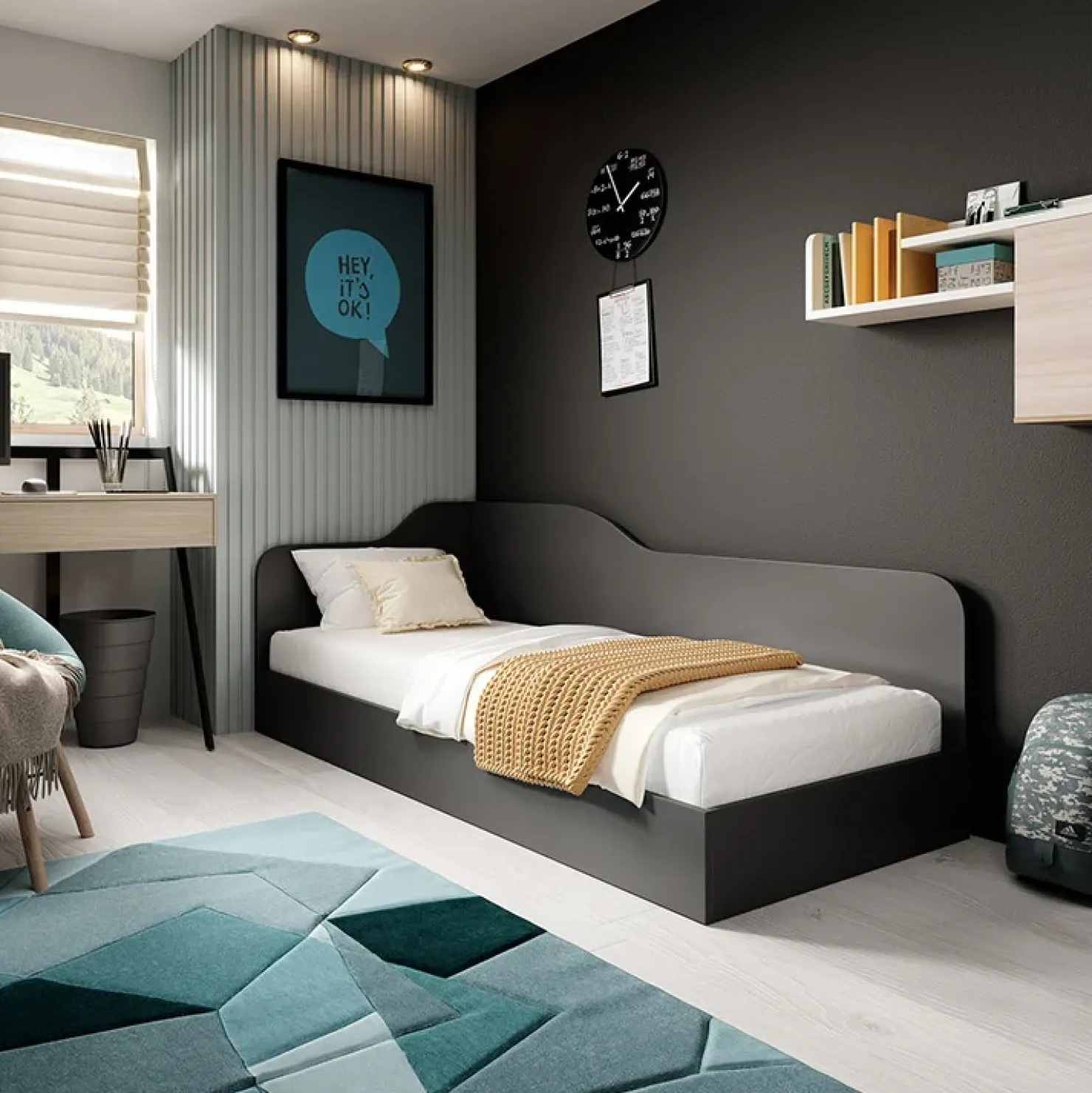 Garnero Arredamenti Letto contenitore singolo 82x190cm Alex Gihome® Antracite Hot