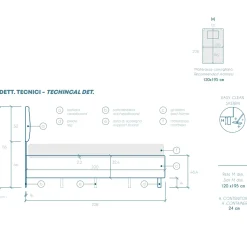 Garnero Arredamenti Letto contenitore una piazza e mezza 120x195 imbottito tessuto bianco sabbia EliteDreams Tessuto Woven Bianco Sale
