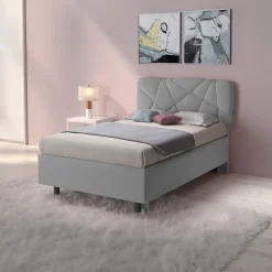 Garnero Arredamenti Letto contenitore una piazza e mezza 120x195cm imbottito tessuto grigio LuxeSleep Tessuto Lycra Grigio New