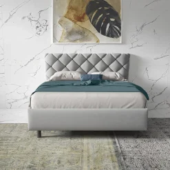 Garnero Arredamenti Letto contenitore una piazza e mezza 120x195cm imbottito tessuto grigio ZenZone Sale