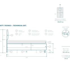 Garnero Arredamenti Letto contenitore una piazza e mezza 120x195 imbottito tessuto antracite CozyHaven Tessuto Woven Antracite Best