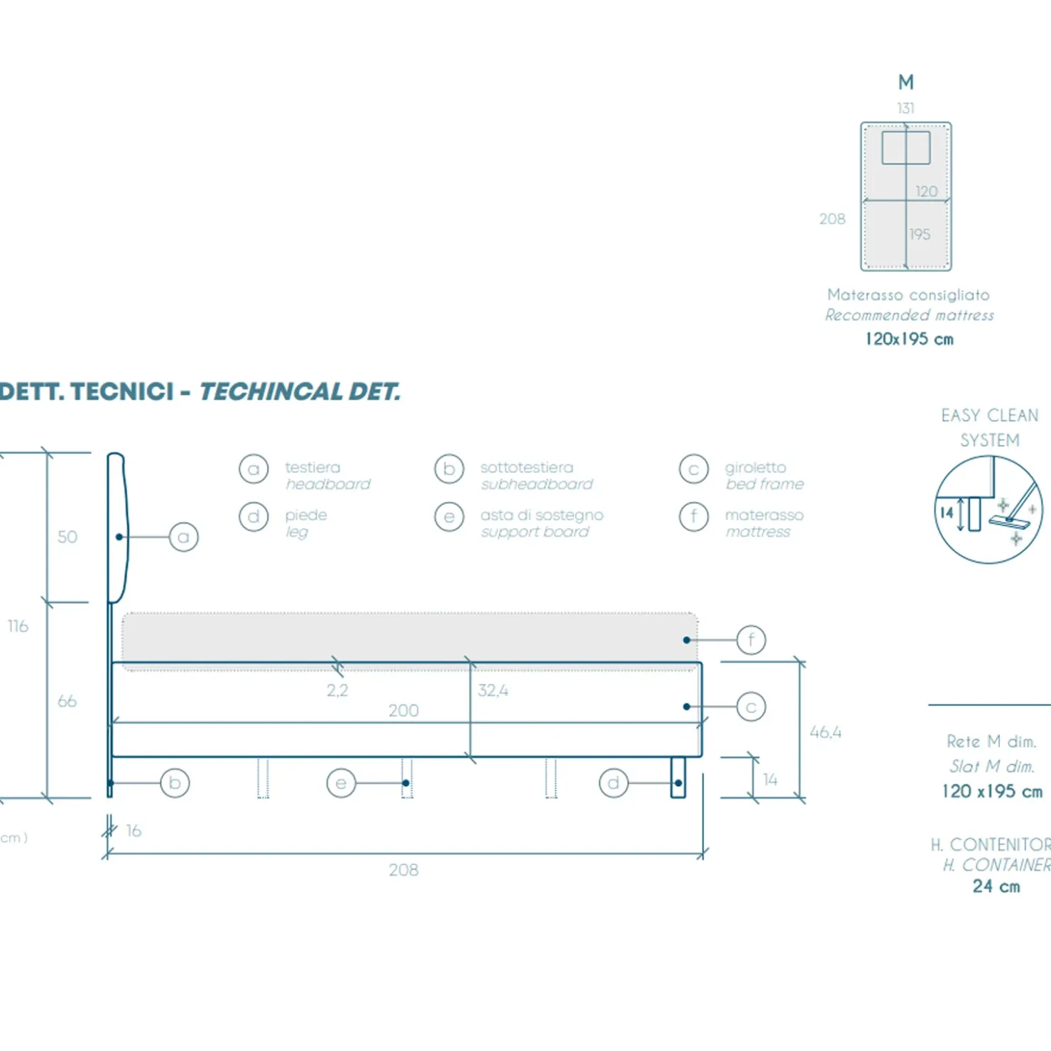Garnero Arredamenti Letto contenitore una piazza e mezza 120x195cm imbottito tessuto antracite EliteDreams Tessuto Woven Antracite New