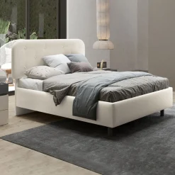 Garnero Arredamenti Letto contenitore una piazza e mezza 120x195cm imbottito tessuto bianco sabbia DreamLift Tessuto Woven Bianco Best