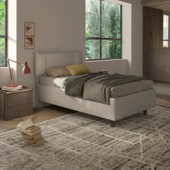 Garnero Arredamenti Letto contenitore una piazza e mezza 120x195cm imbottito tessuto tortora CozyHaven Tessuto Woven Tortora Clearance