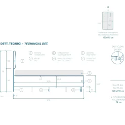 Garnero Arredamenti Letto contenitore una piazza e mezza 120x195 imbottito tessuto antracite DreamSpace Tessuto Woven Antracite