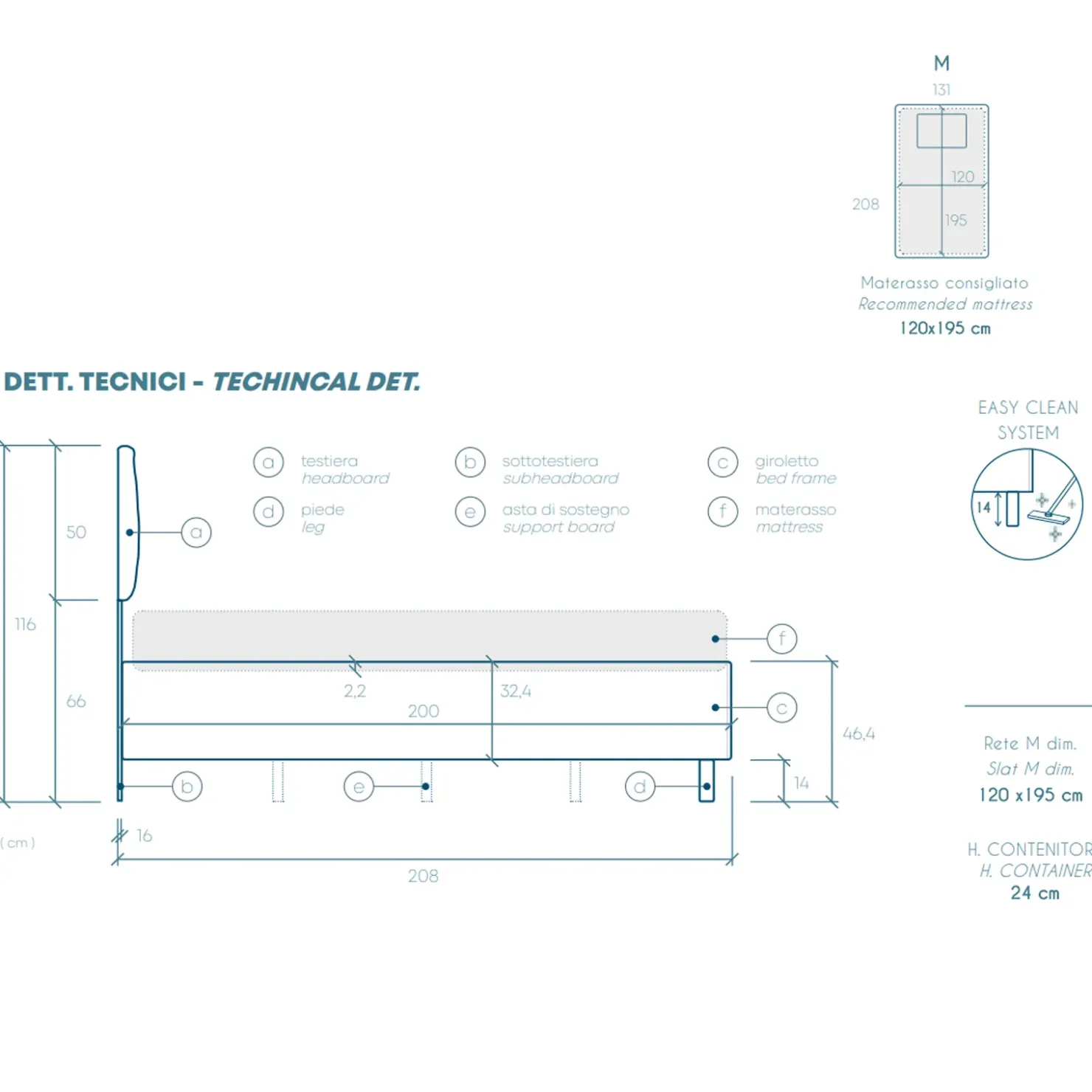 Garnero Arredamenti Letto contenitore una piazza e mezza 120x195 imbottito tessuto antracite DreamSpace Tessuto Woven Antracite