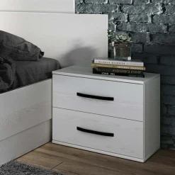 Garnero Arredamenti Letto matrimoniale con comodini 160x200cm pino bianco Angara New
