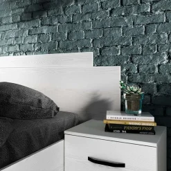 Garnero Arredamenti Letto matrimoniale con comodini 160x200cm pino bianco Angara New