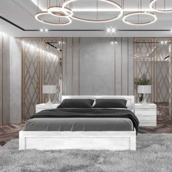 Garnero Arredamenti Letto matrimoniale con comodini 160x200cm bianco lucido Alina Sale