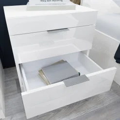 Garnero Arredamenti Letto matrimoniale con comodini 160x200cm bianco lucido Alina Sale