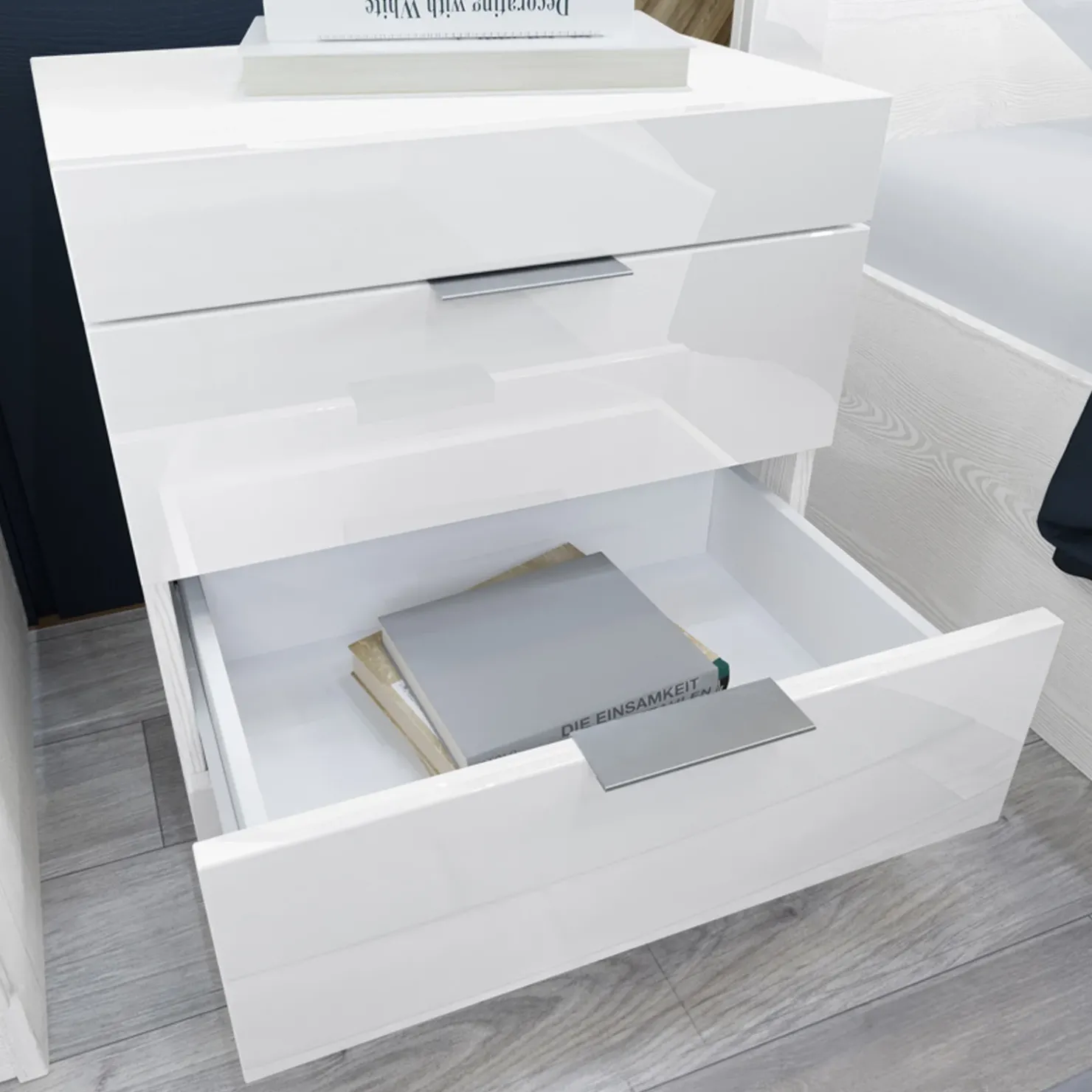 Garnero Arredamenti Letto matrimoniale con comodini 160x200cm bianco lucido Alina Sale