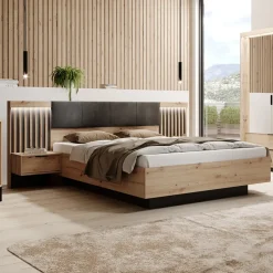 Garnero Arredamenti Letto matrimoniale contenitore 160x200cm rovere antracite Rubik Online