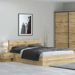 Garnero Arredamenti Letto matrimoniale contenitore con comodini 160x200cm quercia Tamika Best