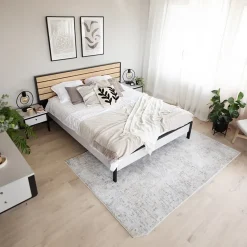 Garnero Arredamenti Letto matrimoniale contenitore 160x200cm con LED e presa USB-C grigio nero rovere Luna Online