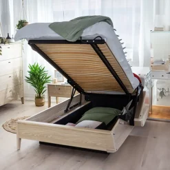 Garnero Arredamenti Letto matrimoniale contenitore 160x200cm rovere Noor New