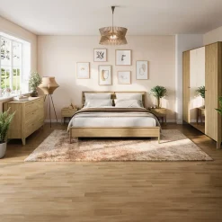 Garnero Arredamenti Letto matrimoniale contenitore 160x200cm rovere Noor New