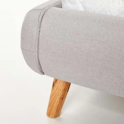 Garnero Arredamenti Letto matrimoniale in tessuto 160x200cm grigio chiaro legno naturale Pompei Gihome® Sale