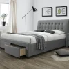 Garnero Arredamenti Letto matrimoniale in tessuto con cassettoni 160x200cm grigio Anita Gihome® Best