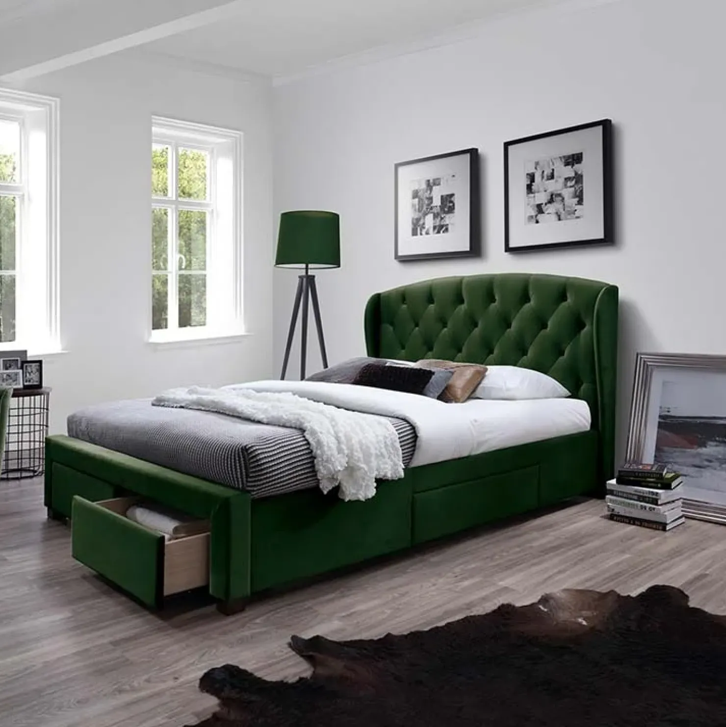 Garnero Arredamenti Letto matrimoniale in tessuto160x200cm scuro Ravello Gihome® Verde Outlet