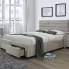 Garnero Arredamenti Letto matrimoniale moderno in tessuto 160x200cm beige noce Giusy New