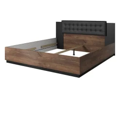 Garnero Arredamenti Letto matrimoniale oversize 180x200cm con rete contenitore quercia scuro nero Vulcano Noce Outlet