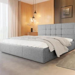 Garnero Arredamenti Letto matrimoniale oversize 180x200 cm con rete contenitore imbottito grigio chiaro Silla